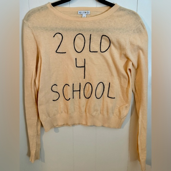 Kling Cream Sweater 2 Old 4 School Stitching Size 2 - Picture 1 of 8